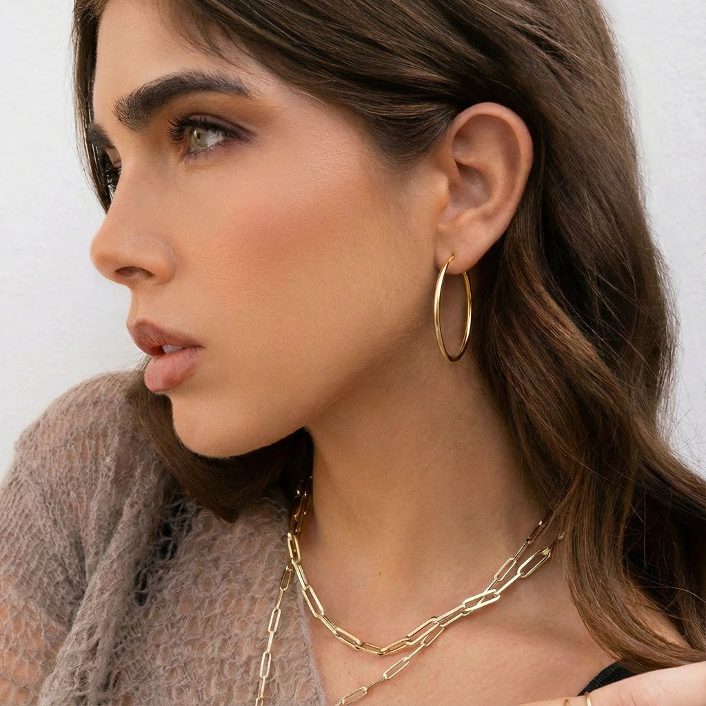 Hoop Earrings - Amberline by Elysia , ultra-light pure titanium for all-day comfort, shower-safe and sweat-proof.