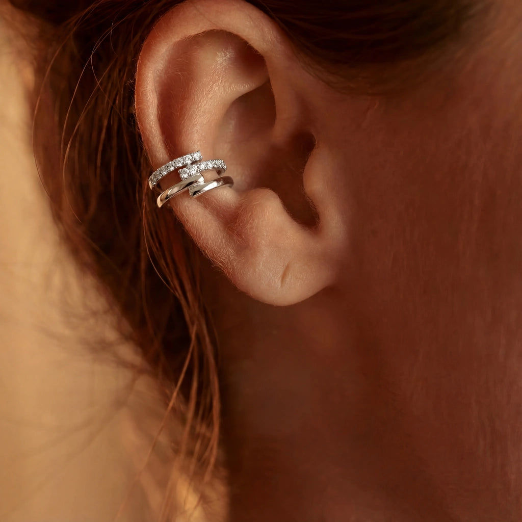 Ear Cuffs - Astral by Elysia , ultra-light pure titanium for all-day comfort, shower-safe and sweat-proof.