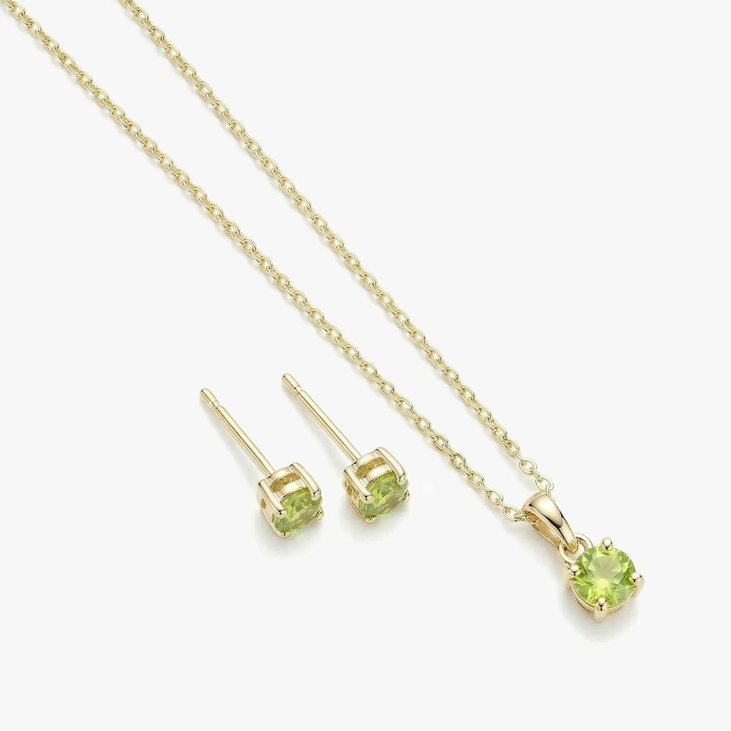 Birthstone Stud Earrings & Necklace Set