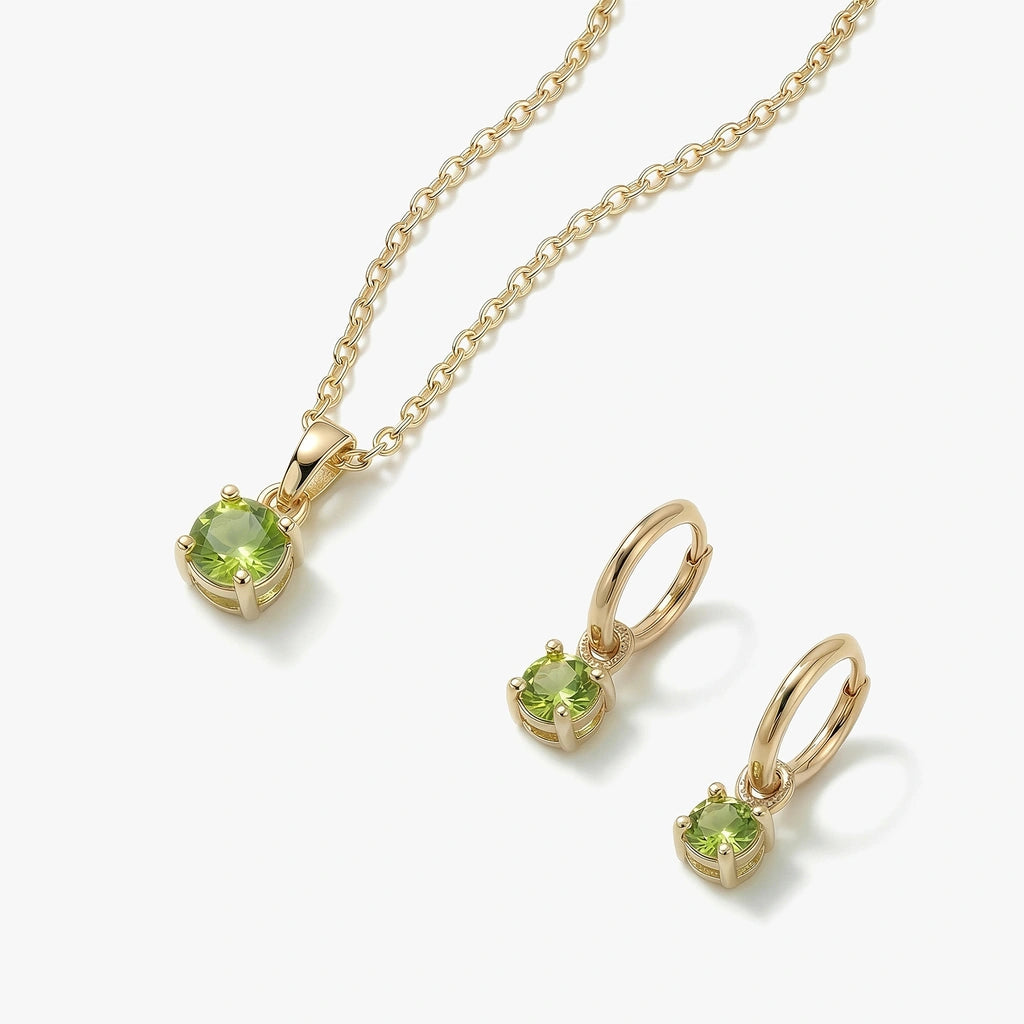 Birthstone Drop Earrings & Necklace Set