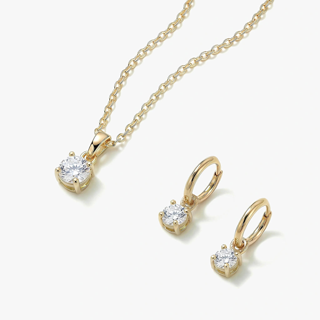 Birthstone Drop Earrings & Necklace Set