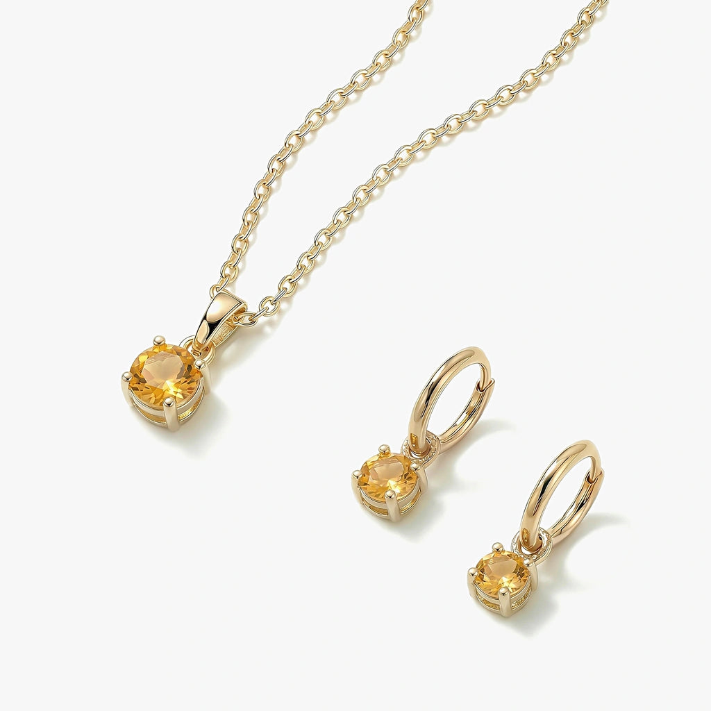 Birthstone Drop Earrings & Necklace Set