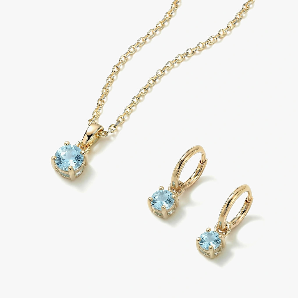 Birthstone Drop Earrings & Necklace Set