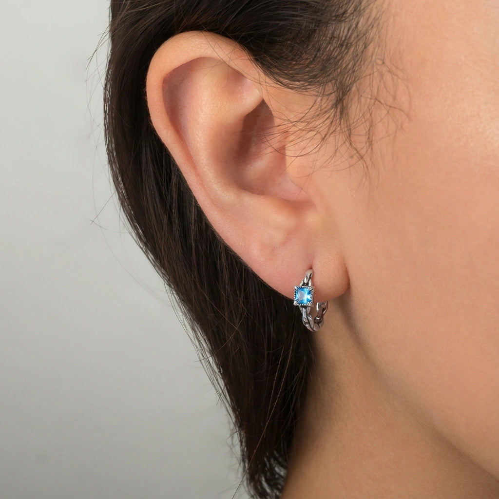 Hoop Earrings - Blueflare by Elysia , ultra-light pure titanium for all-day comfort, shower-safe and sweat-proof.