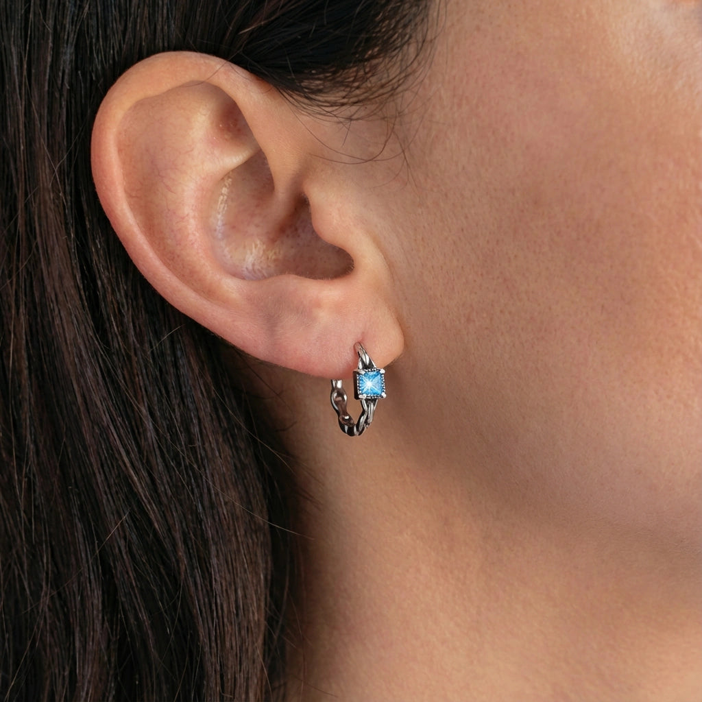 Hoop Earrings - Blueflare by Elysia , ultra-light pure titanium for all-day comfort, shower-safe and sweat-proof.