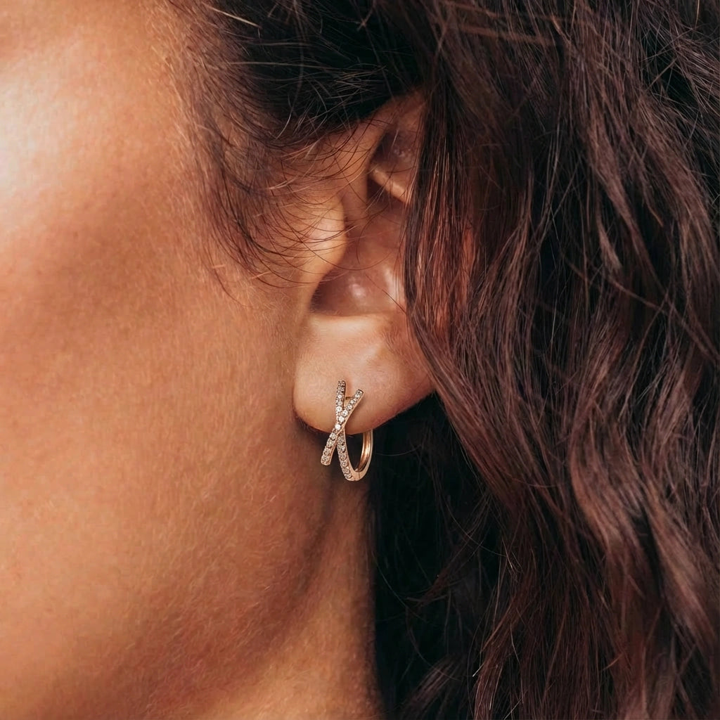 Hoop Earrings - Crescent by Elysia , ultra-light pure titanium for all-day comfort, shower-safe and sweat-proof.