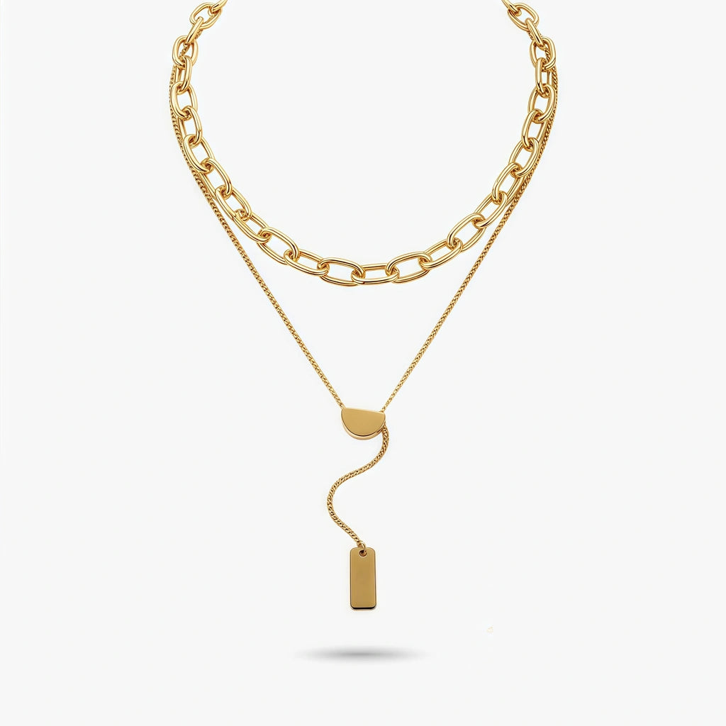 Lariat Necklace - Eclipse by Elysia , ultra-light pure titanium for all-day comfort, shower-safe and sweat-proof.