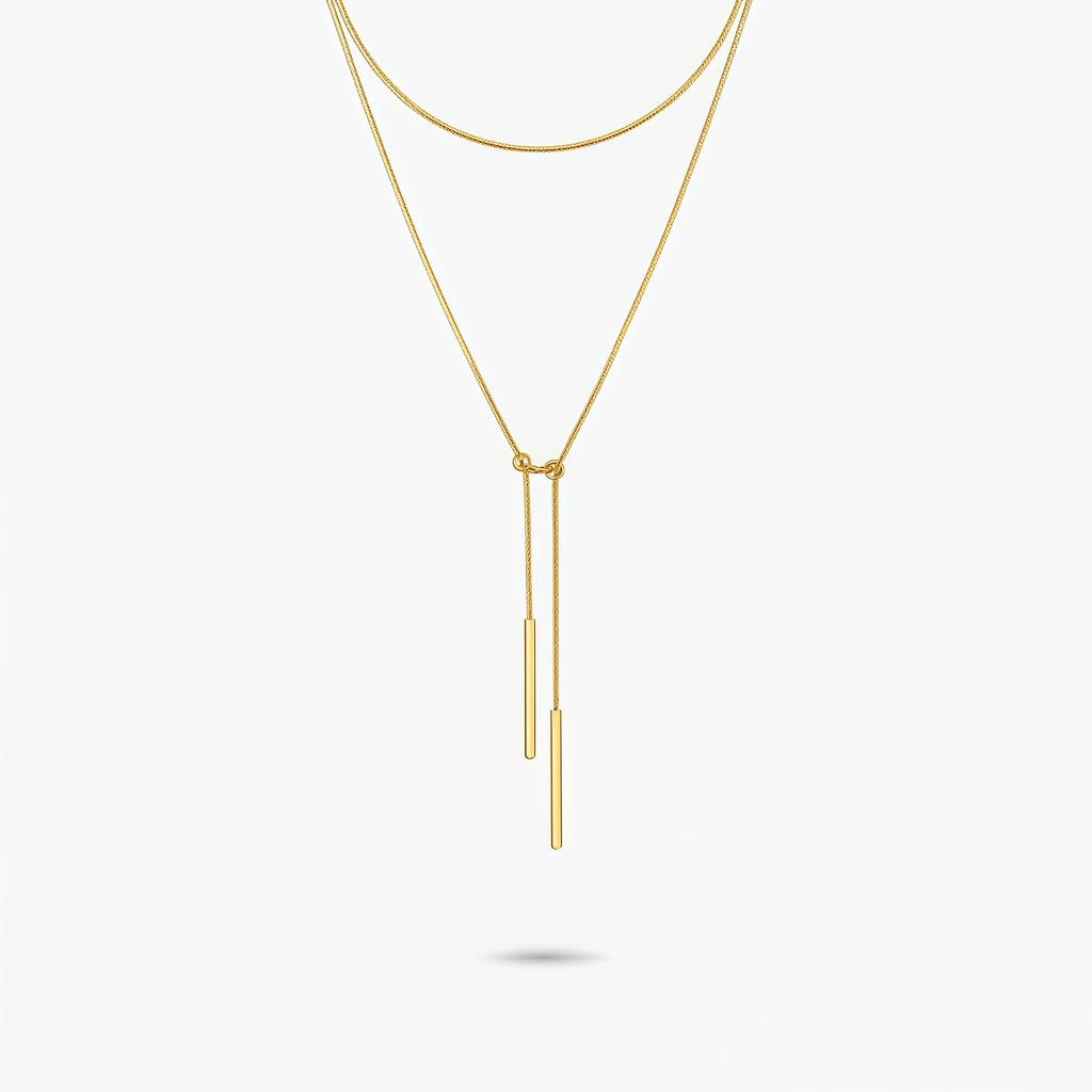 Lariat Necklace - Equinox by Elysia , ultra-light pure titanium for all-day comfort, shower-safe and sweat-proof.