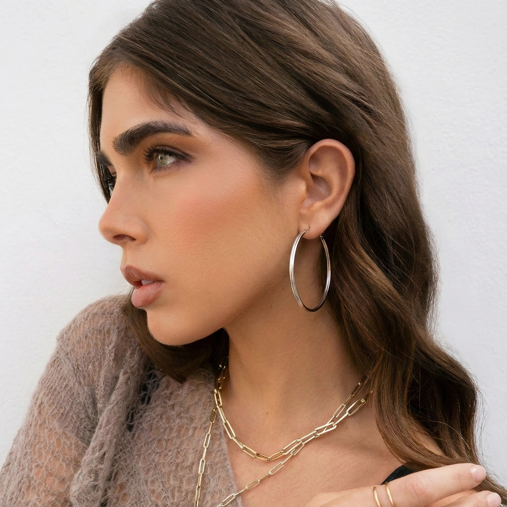 Hoop Earrings - Frostine by Elysia , ultra-light pure titanium for all-day comfort, shower-safe and sweat-proof.