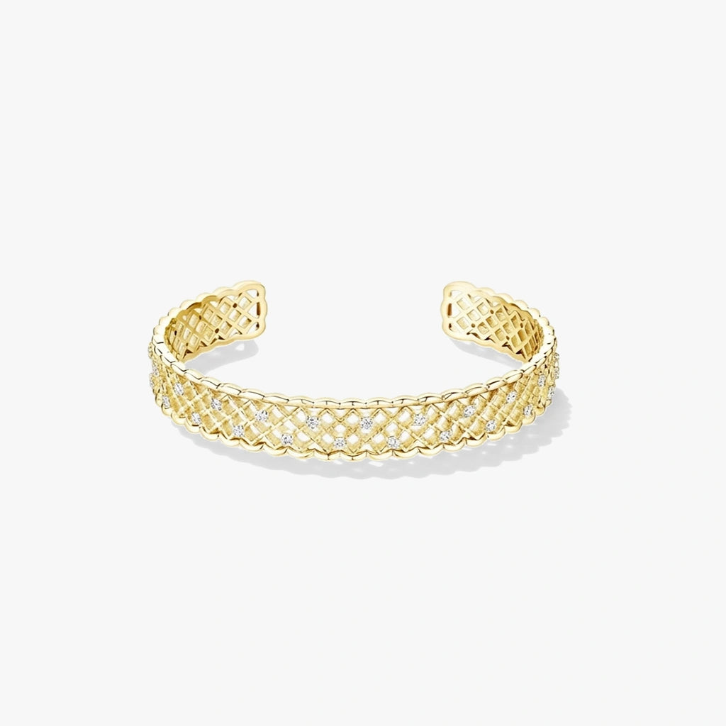 Bangle Bracelet - Lattice Glow by Elysia , ultra-light pure titanium for all-day comfort, shower-safe and sweat-proof.