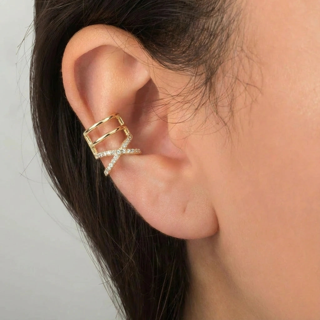 Ear Cuffs - Nexus by Elysia , ultra-light pure titanium for all-day comfort, shower-safe and sweat-proof.