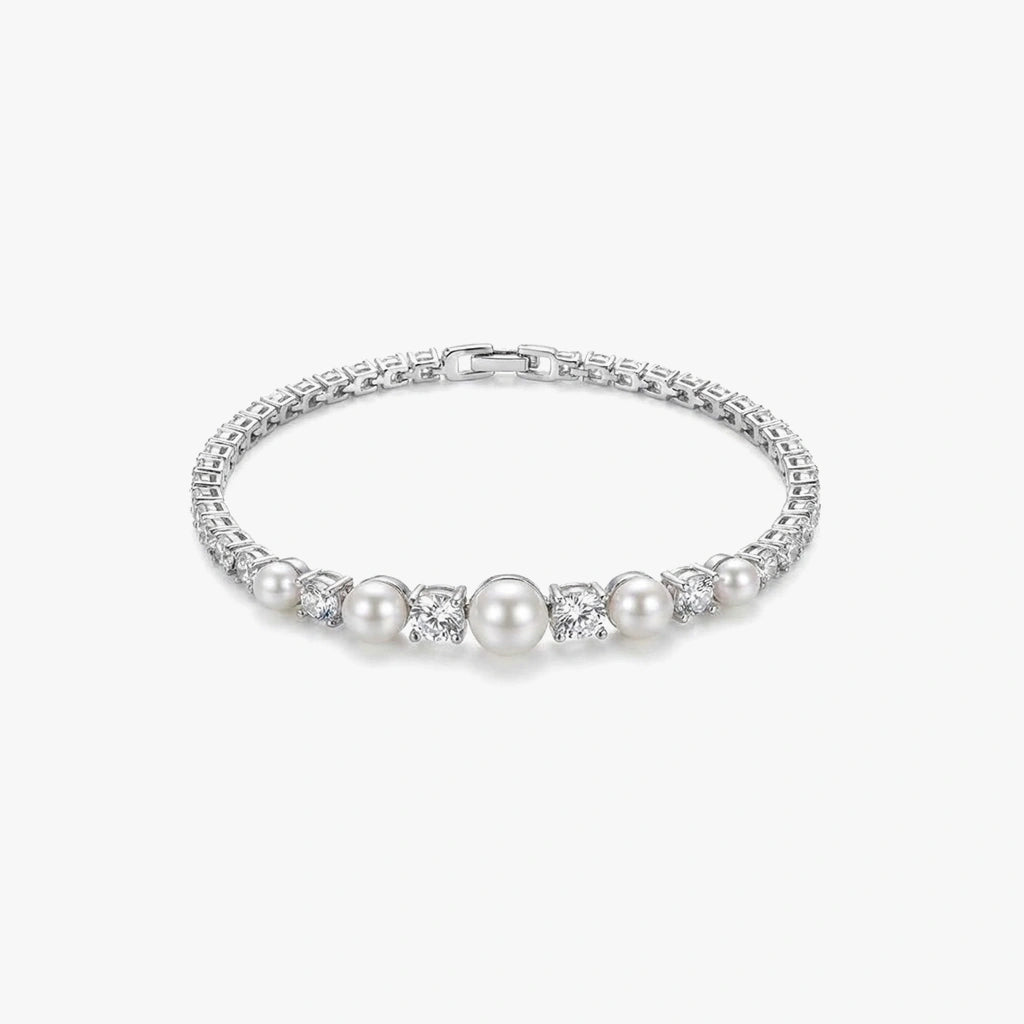 Tennis Bracelet - Pearlglow by Elysia , ultra-light pure titanium for all-day comfort, shower-safe and sweat-proof.