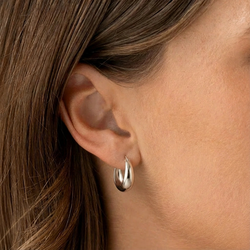Hoop Earrings - Silverdew by Elysia , ultra-light pure titanium for all-day comfort, shower-safe and sweat-proof.