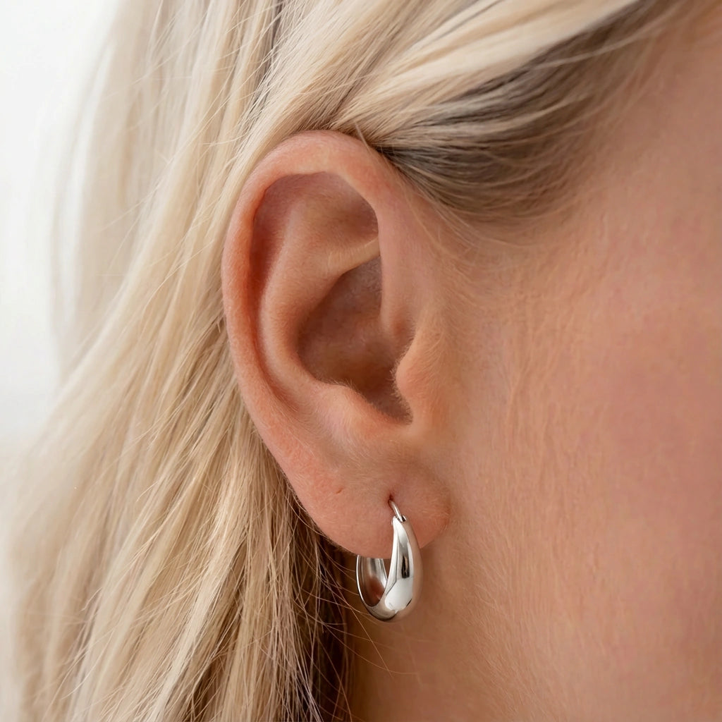 Hoop Earrings - Silverdew by Elysia , ultra-light pure titanium for all-day comfort, shower-safe and sweat-proof.