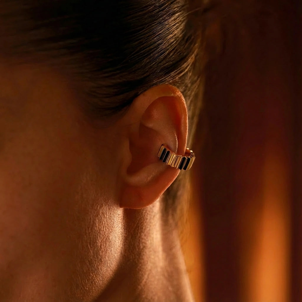 Ear Cuffs - Solstice by Elysia , ultra-light pure titanium for all-day comfort, shower-safe and sweat-proof.